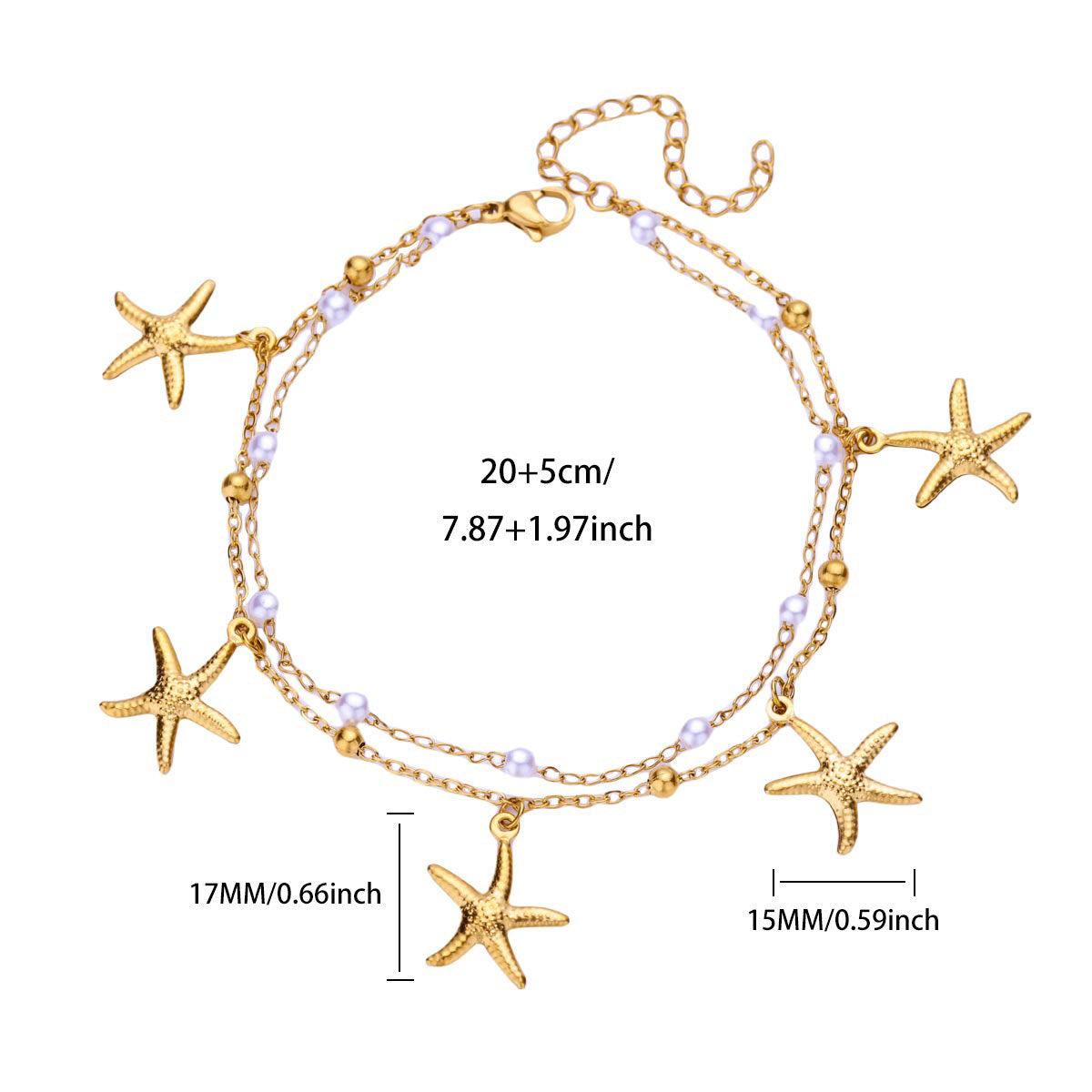 Layered Starfish &amp; Pearl Anklet – Ocean Whisper