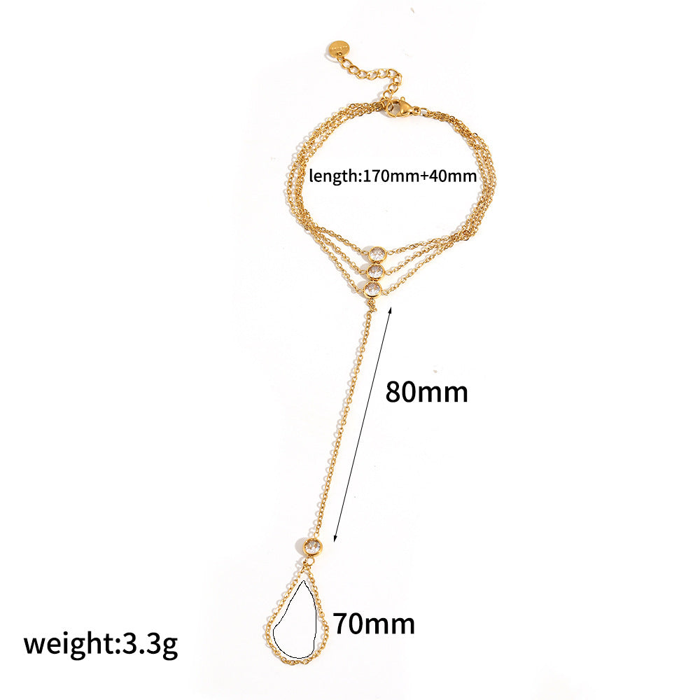 Triple-Strand Crystal Hand Chain – Golden Cascade