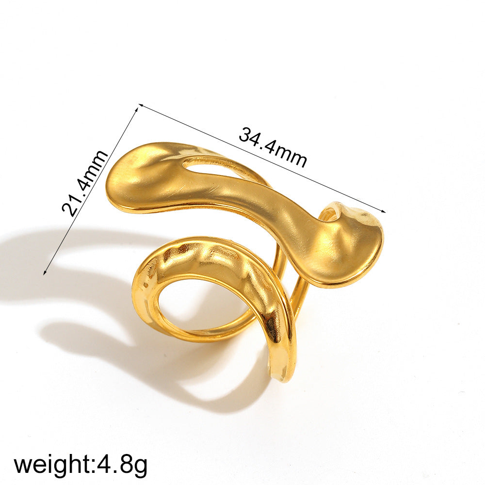 Abstract Molten Wrap Ring – Golden Fluidity