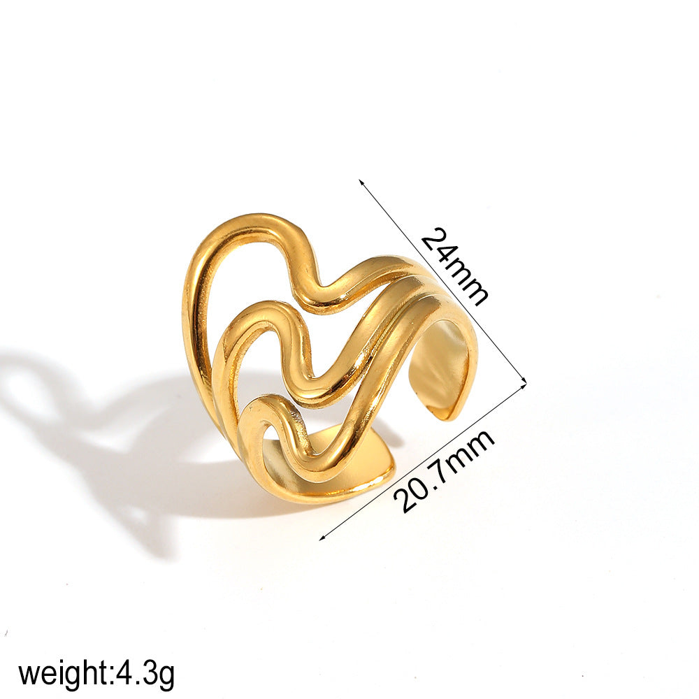 Triple-Layer Ripple Ring – Golden Tide