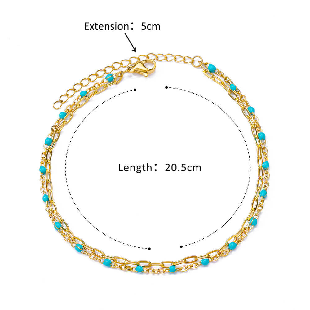Layered Turquoise &amp; Paperclip Anklet – Azure Breeze