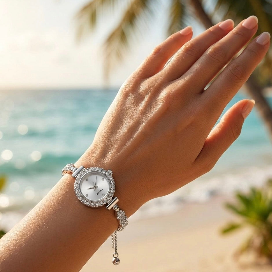 Luna Luxe Crystal Watch – Light That Never Fades