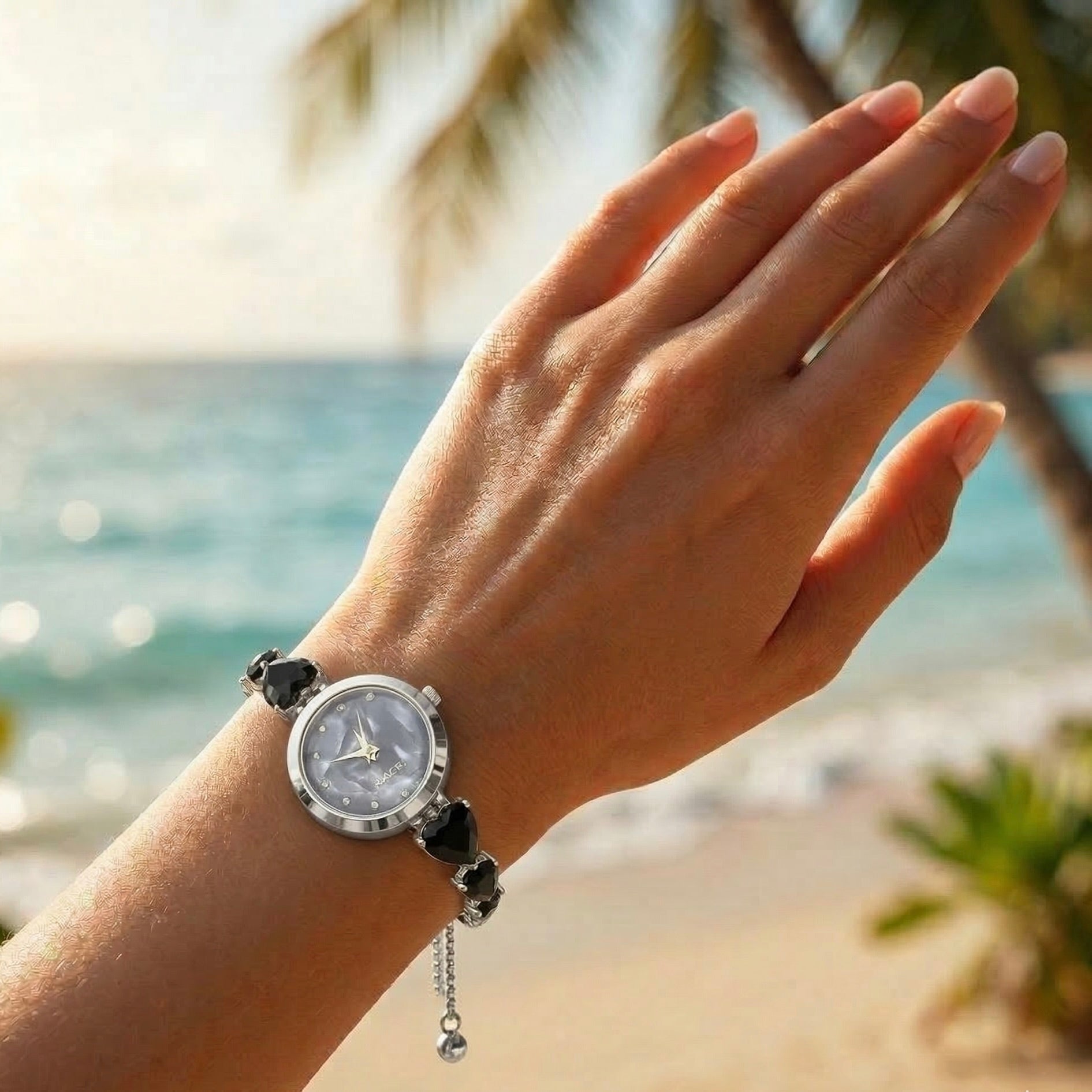 Midnight Onyx Crystal Watch, Timeless Mystery &amp; Power