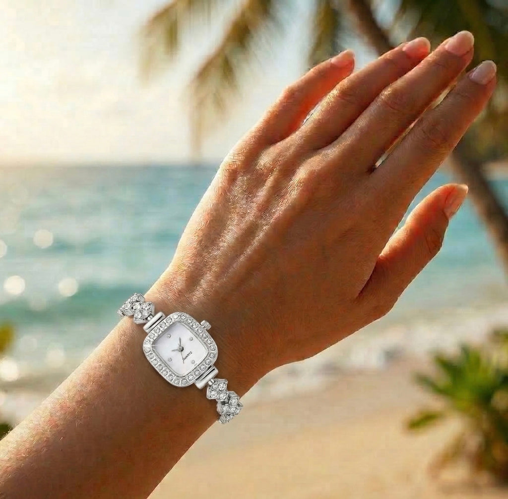 Silver Solstice Crystal Watch – Shine That Never Sleeps